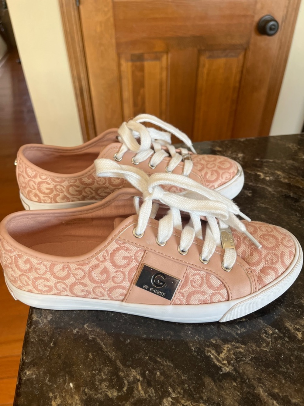 G by Guess Blush Pink Monogram Lace-Up Sneakers - Picture 4 of 4